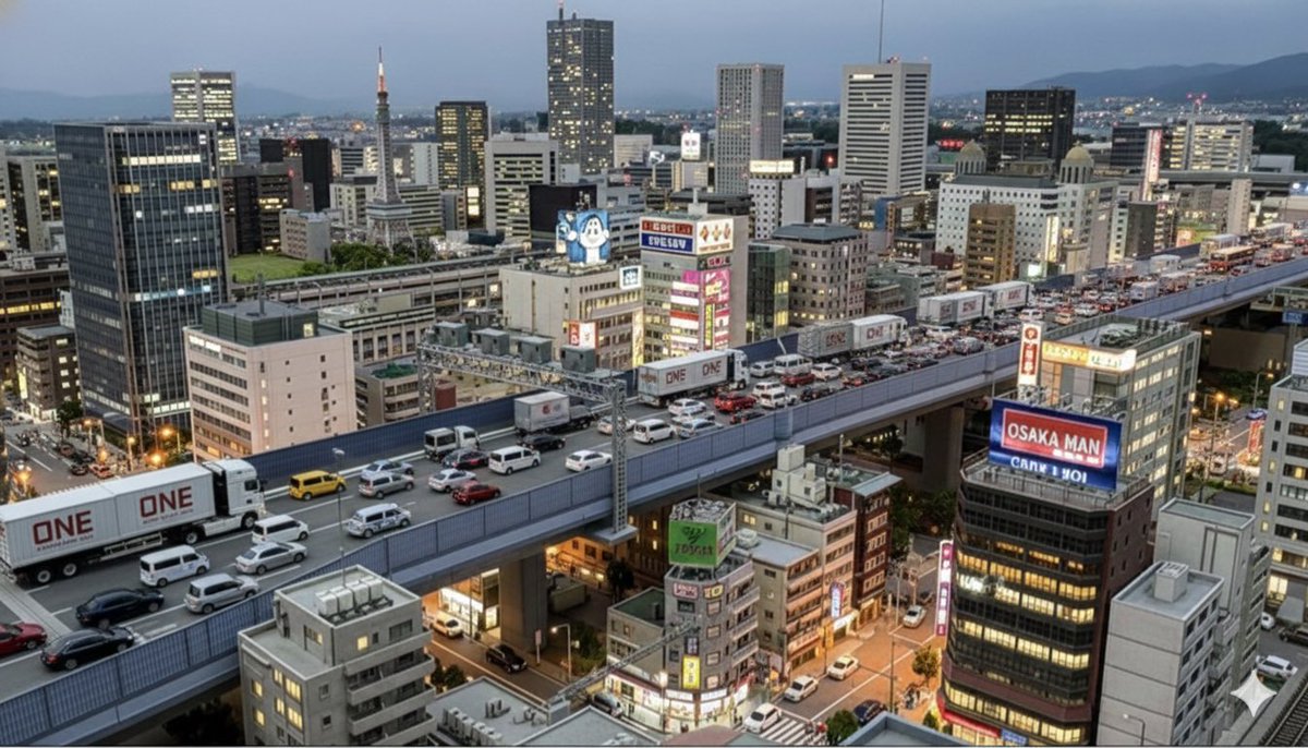 別アングルでこの画像を大阪のイメージで写真を作ってと入力したら