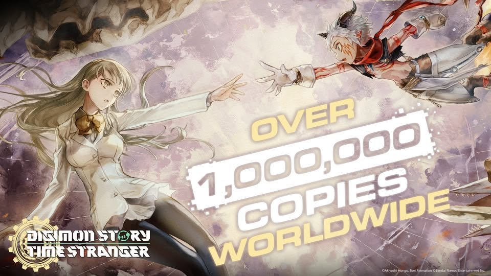 BandaiNamcoAU's tweet image. Digimon Story Time Stranger has sold over 1 Million copies!
A heartfelt thank you to every single Agent of ADAMAS who has traveled to the Digital World: Iliad.
Your adoptive father, Dr. Yuki, would be so proud!
