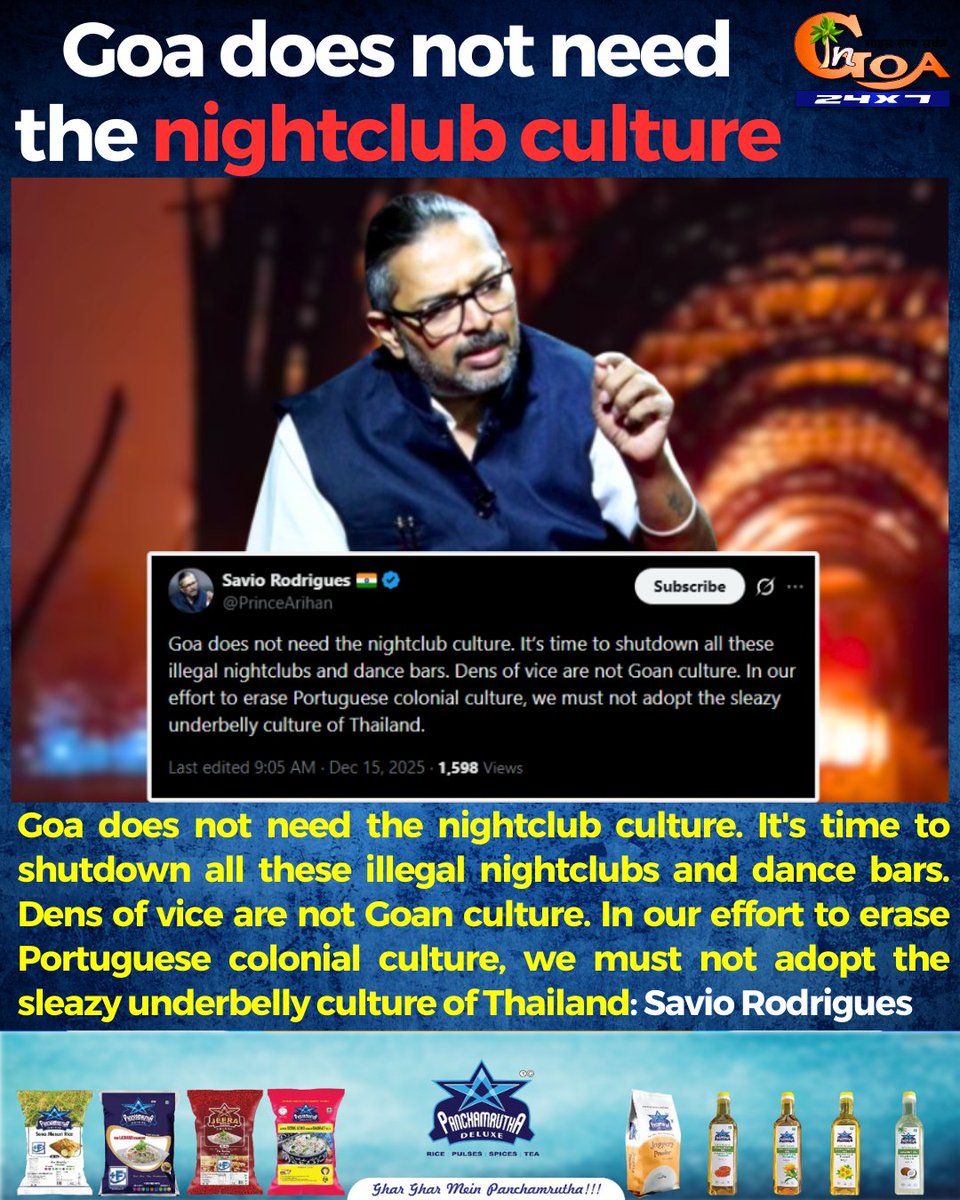 InGoa24x7's tweet photo. Goa does not need the nightclub culture
#Goa #GoaNews #Nightclub #Culture #DanceBars #Illegal @PrinceArihan https://t.co/D6elYLFjHr