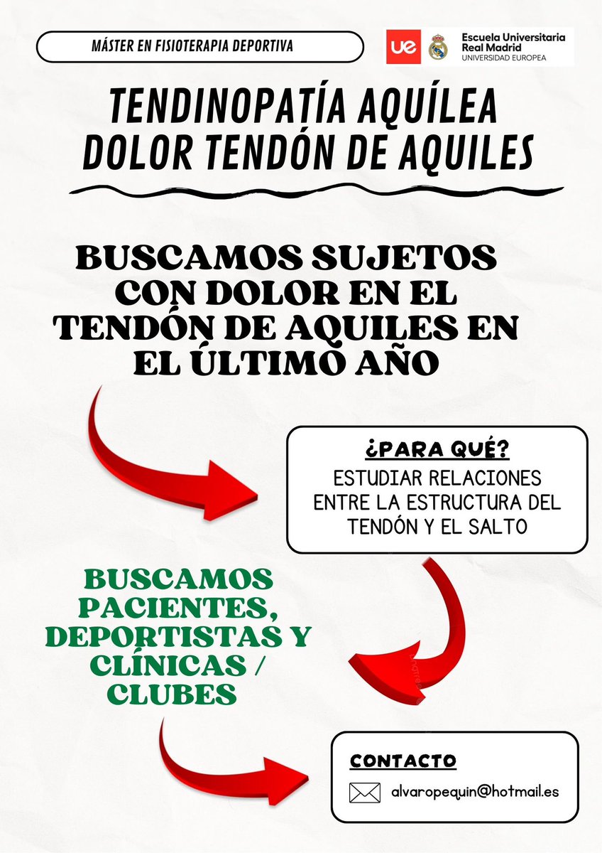 Hola <a href="/Hardcorcon/">Hardcorcón</a> estamos buscando personas que hayan tenido dolor en el tendón de Aquiles para nuestro Trabajo Fin de Master. Si puedes darle difusión por si algún gimnasio / club / box de CrossFit lo ve y puede ayudarnos. También nos valen pacientes de manera individual. Gracias