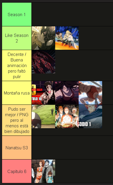 Bueno gente, hice una tierlist de los episodios de la temporada 3 de One Punch man, se las dejo por si gustan

tiermaker.com/create/opm-sea… #TierMaker a través de <a href="/TierMaker/">TierMaker</a>