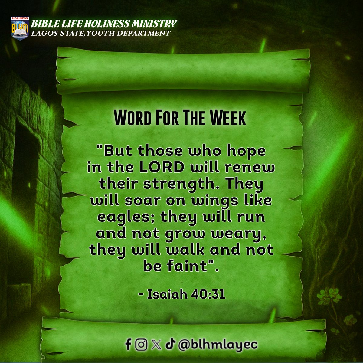 BlhmLayec's tweet photo. This week, place your hope in the Lord and receive renewed strength 💪🏽🔥
Rise, run, and walk with grace, no weariness, no fainting. 🙌🏽

#WordForTheWeek #Blhmlayec #Isaiah4030 https://t.co/j3uYnTRgH8