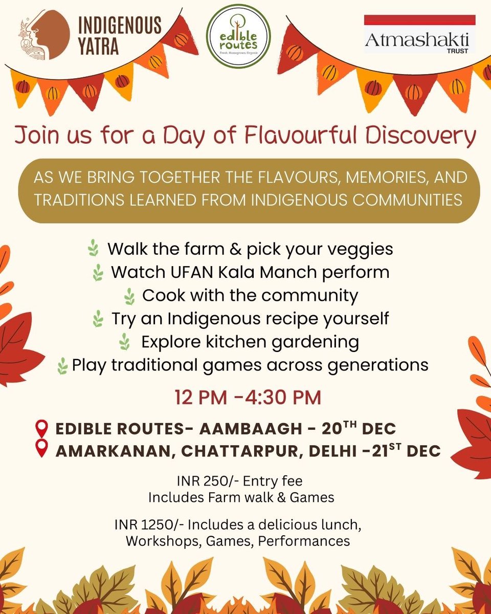 What if every flavour carried a story waiting to be tasted?

Join us for an afternoon as we bring together the flavours, memories, and traditions learned from Indigenous communities. 

DM to register now: 9825210425