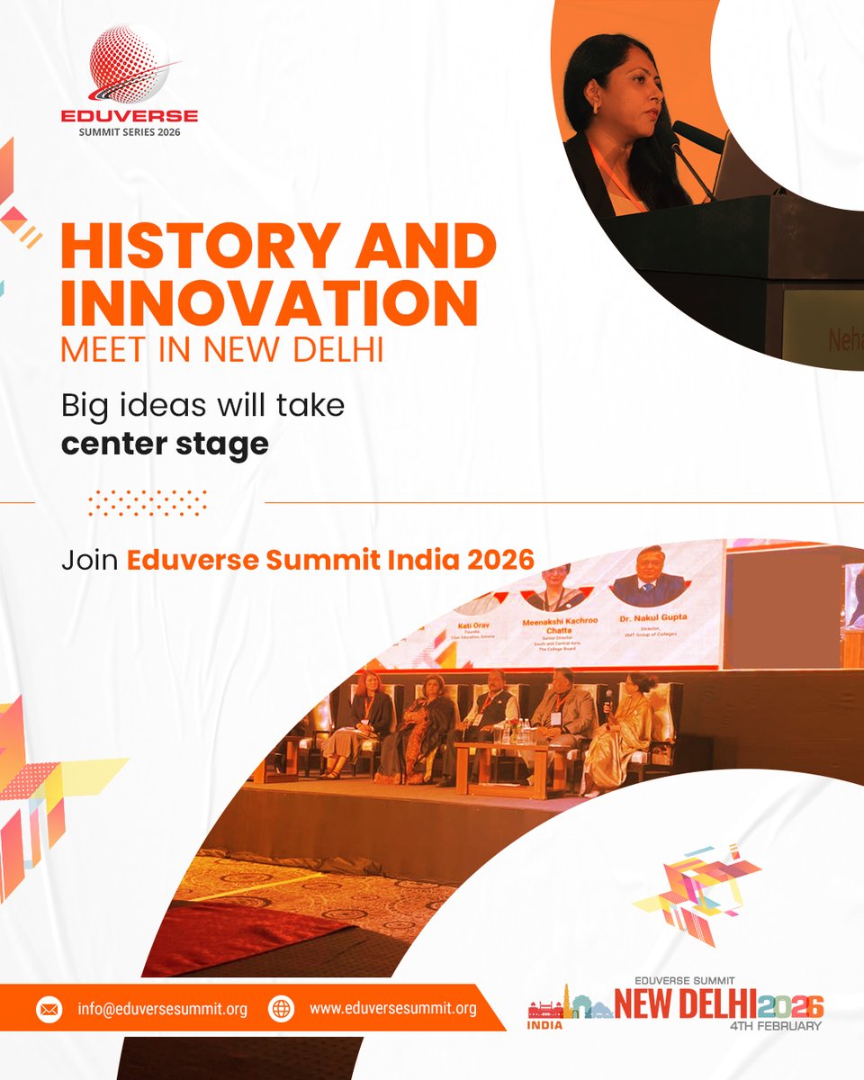 EduverseSummit's tweet photo. Where ideas meet action!

In New Delhi, voices from education, policy, and innovation come together to share perspectives that shape what comes next.

Register now: https://t.co/D56d1bQ9RX

#EduverseSummit2026 #EducationSummit https://t.co/Ik4ti6U48q