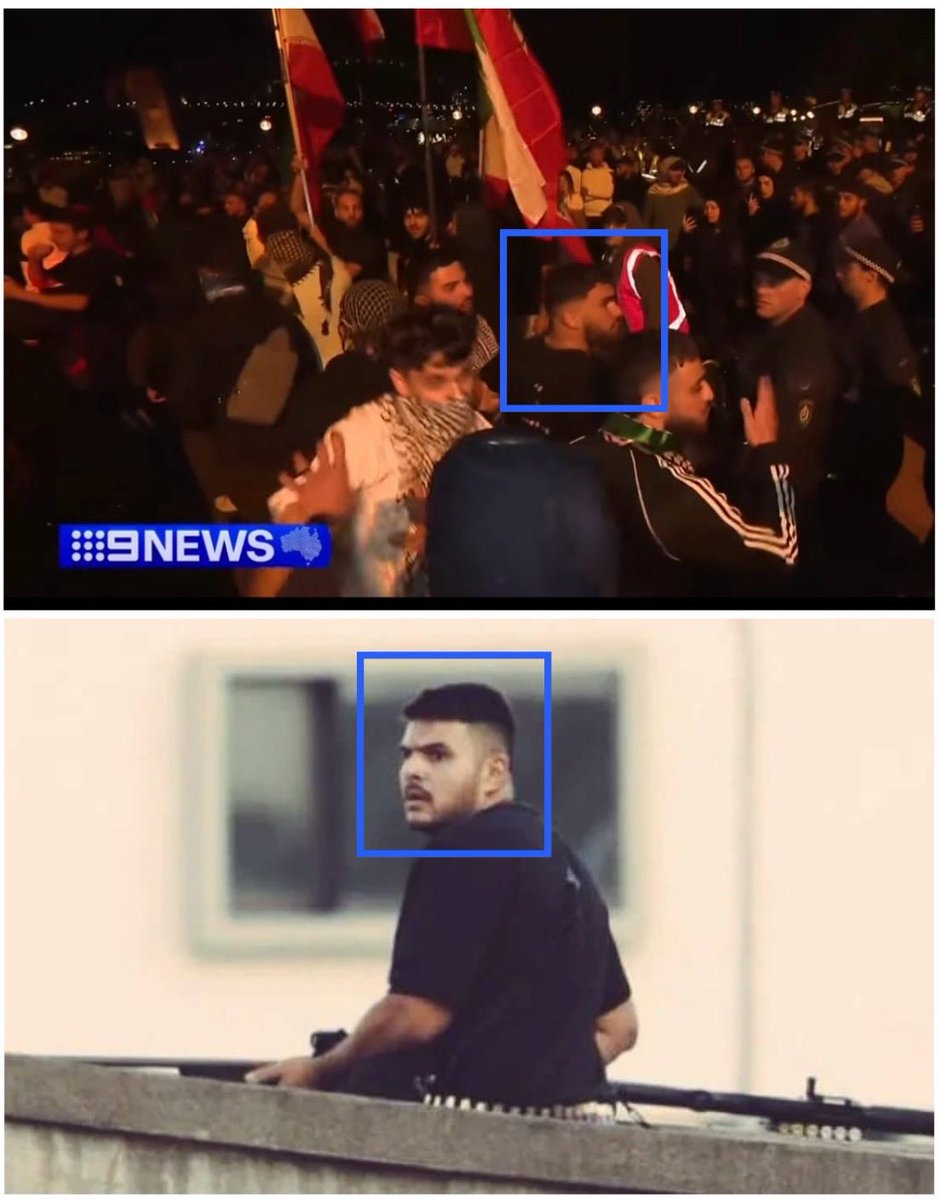 ChrisLXXXVI's tweet image. Is this Bondi terrorist, Naveed Akram, squaring off against police at the infamous “Gas the Jews” rally?
