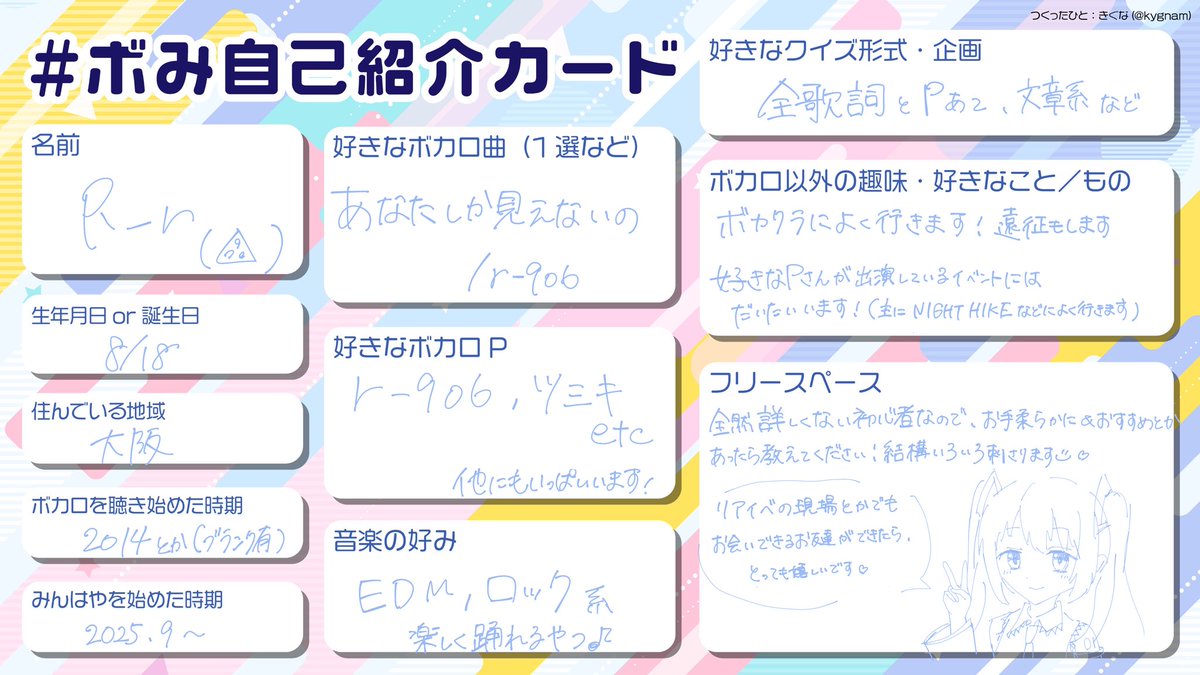 ボみ自己紹介カード つくったよ