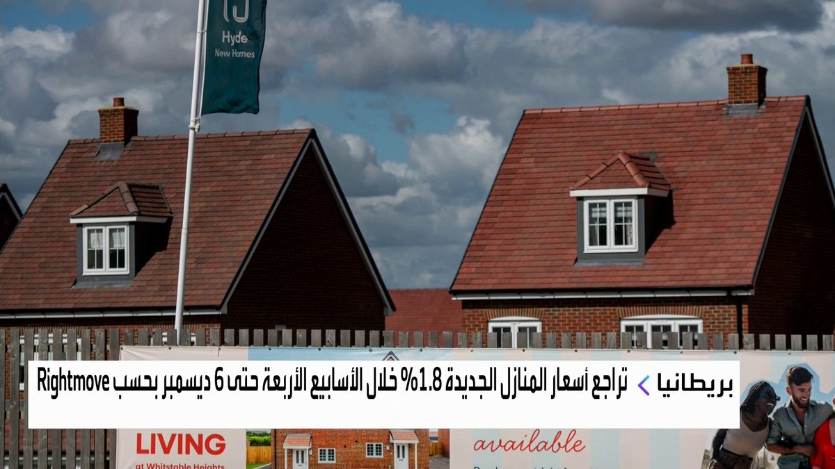 تراجع أسعار المنازل الجديدة في بريطانيا 1.8% خلال الأسابيع الأربعة حتى 6 ديسمبر بحسب Rightmove افتتاح الأسواق _Business 