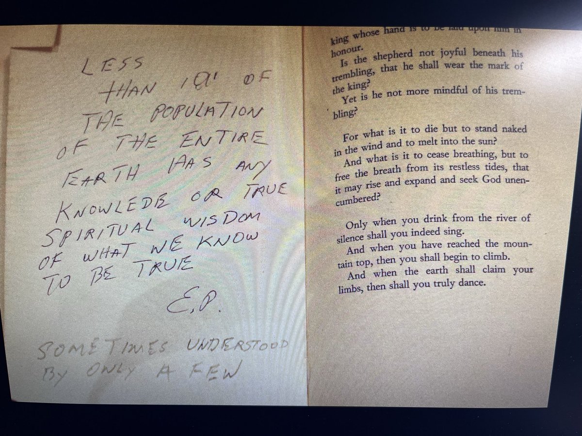 Elvis wrote this in his copy of “The Prophet” book by Khalil Gibran.