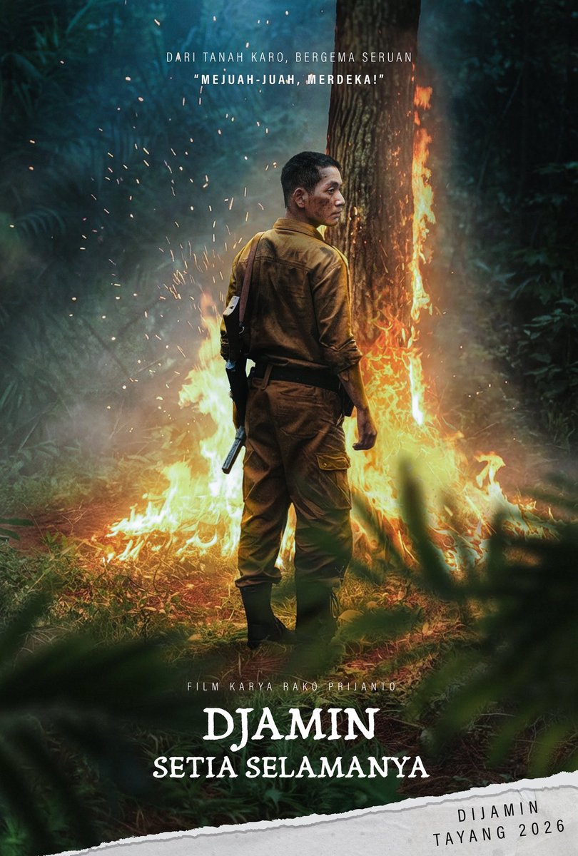 Just launched! Teaser poster dari film “Djamin Setia Selamanya” yang akan hadir di seluruh bioskop di Indonesia 2026. Kisah coming-of-age biopik dari seorang anak muda asal tanah Karo. Diperankan musisi/aktor muda Rafi Sudirman. Follow di IG dan TikTok @djaminsetiaselamanya.