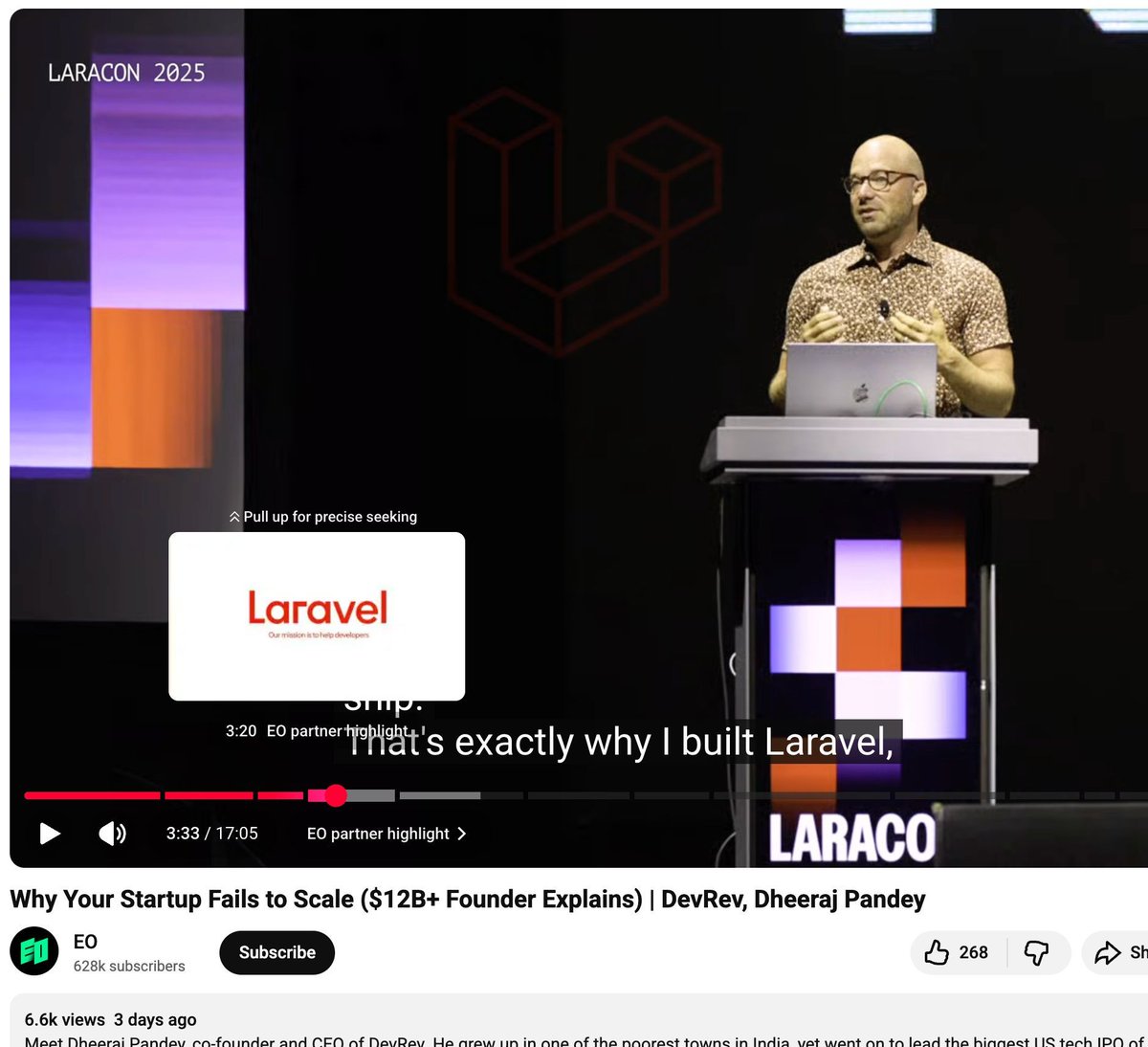 와, 멋지다! 방금 유튜브에서 라라벨 광고를 봤어!
비즈니스 관련 영상 안에 스폰서 "파트너"로 테일러 본인이 등장하여 라라벨과 클라우드에 대해 이야기합니다.
정말 예상치 못한 일이었어요!
그러니까 그들은