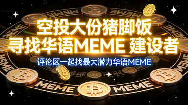 🇨🇳第六期华语建设者空投活动求稿

关注+评论

前三评论入选币的人每人奖励50U

评论标准：

1）市值不低于0.5M，要求是中文meme

2）持有人数不低于 1000人

3）名称有涵义（比如好的寓意，热梗等）

华语比特币星链是一个，专注华语MEME头部研究院

正在探索构建

一个持有人数最多