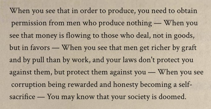 el_sojourner's tweet photo. @moneyacademyKE "When you that in order to produce, you need to obtain permission from men who produce nothing...

You may know that your society is doomed." https://t.co/SM8KfqzHJX