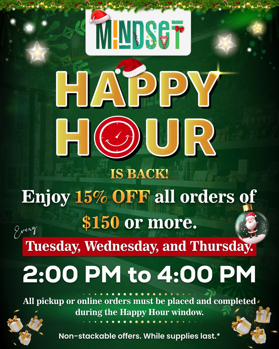 mindsetshop_ny's tweet photo. 🎉 Happy Hour is here, and it's better than ever! ✨
🛍️ Enjoy 15% OFF all orders of $150+ every Tuesday, Wednesday, and Thursday from 2-4 PM! 🕑
#HappyHourDeals #DiscountTime #ShopAndSave #LimitedTimeOffer #SeasonalSavings #Mindset #tarrytownny #mindsettarrytown #tarrytown https://t.co/gqHRWH55Wt
