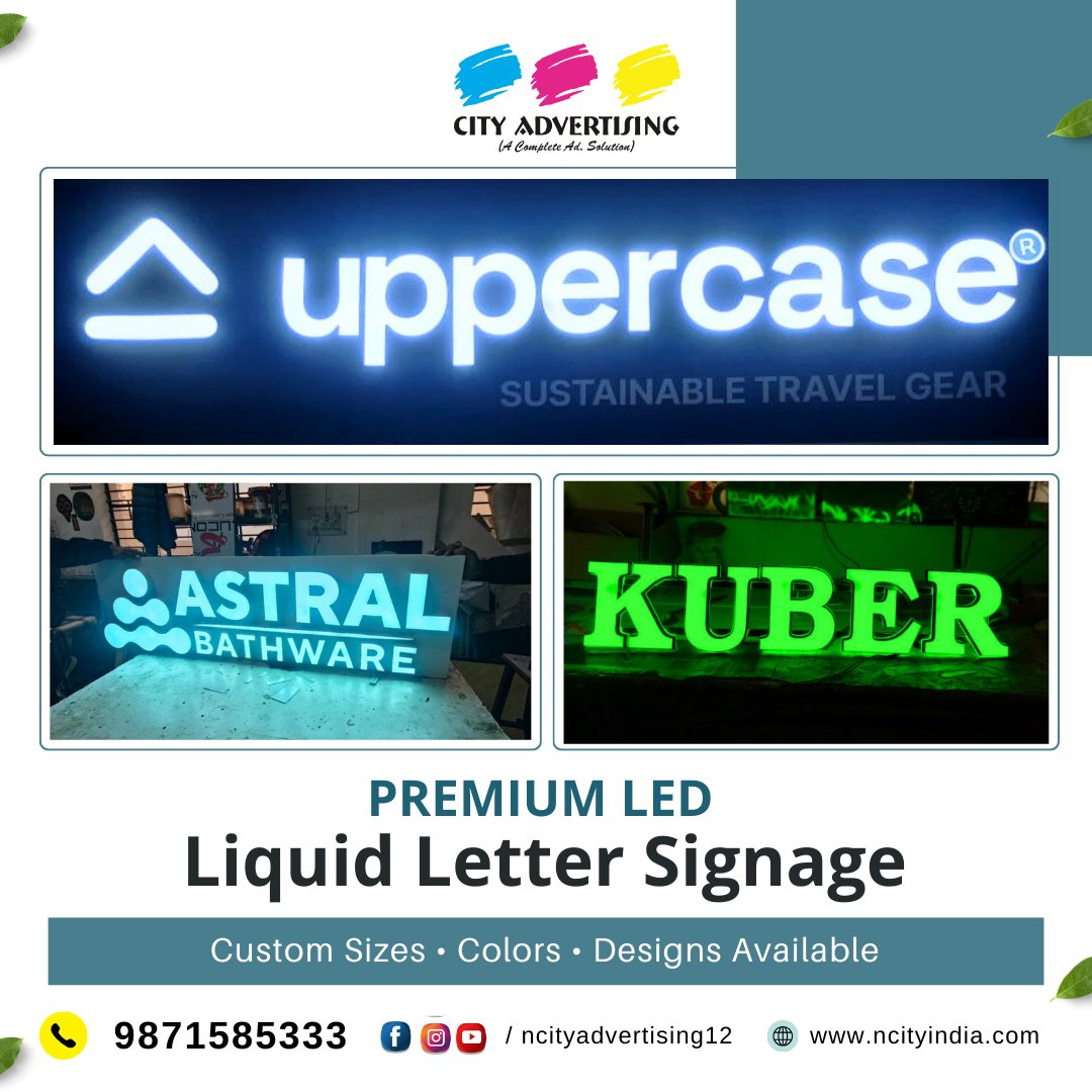 LED Liquid Letters that give your brand a clean, premium glow ✨
Smooth finish, bright lighting, and a modern look that works perfectly for storefronts, offices, and showrooms.

Visit: ncityindia.com/liquid-acrylic…

Contact: 9871585333

#CityAdvertising #liquidletter #Storefront #Brand