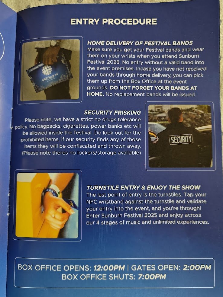 GuettaIndia's tweet photo. @SunburnFestival I want clarity on whether we are allowed to bring powerbanks or not. I checked the booklet you sent - Entry procedure says no, but no mention of it in the prohibited items list. https://t.co/MVXsfi2tAF