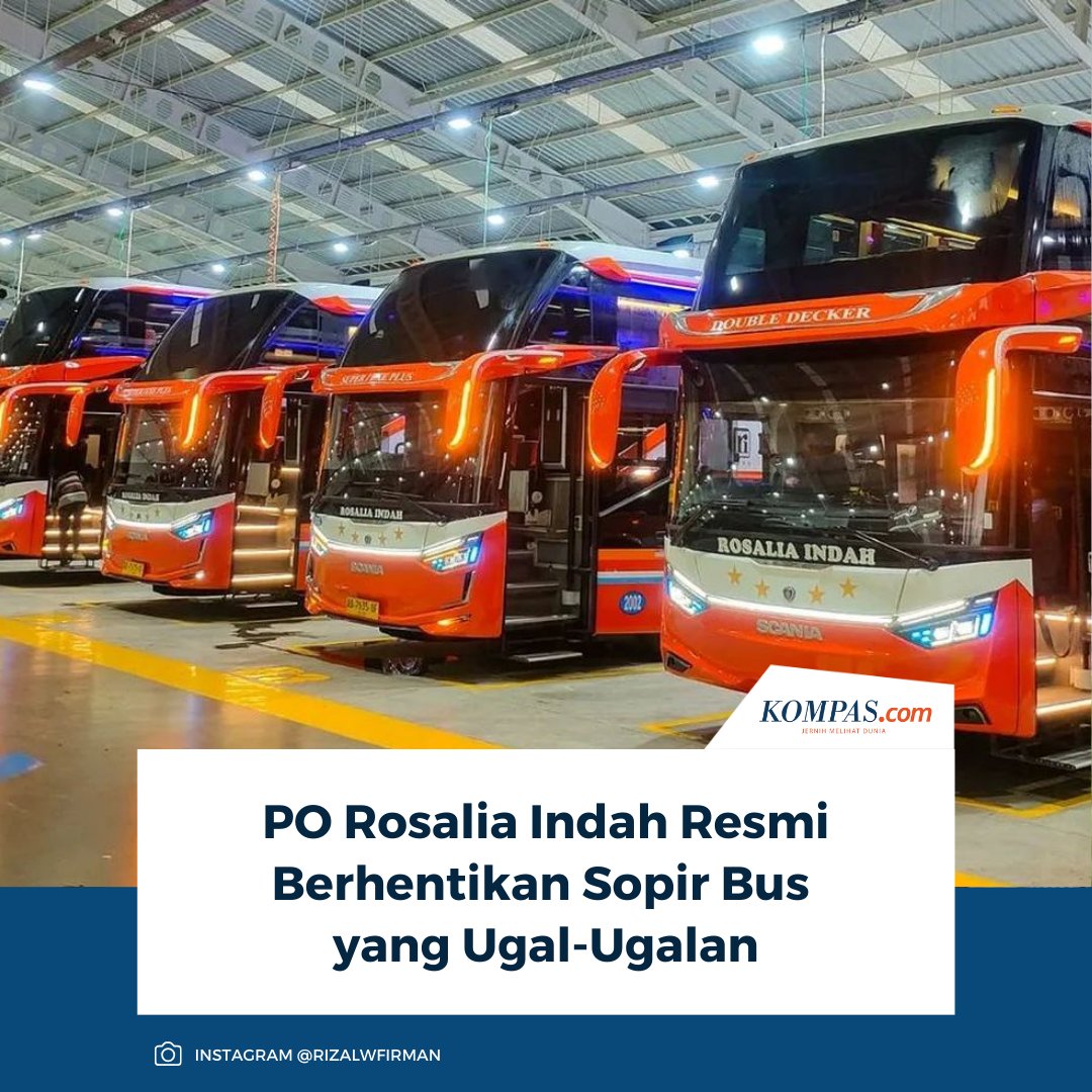 kompascom's tweet photo. PO Rosalia Indah resmi berhentikan pengemudi bus tingkat yang ugal-ugalan di jalan tol belum lama ini.
Baca Selengkapnya ๐๐ป
https://t.co/4qt253AfTq
~NA #KeselamatanBerkendara #BusAKAP #JalanTol https://t.co/I6o7oQzChm