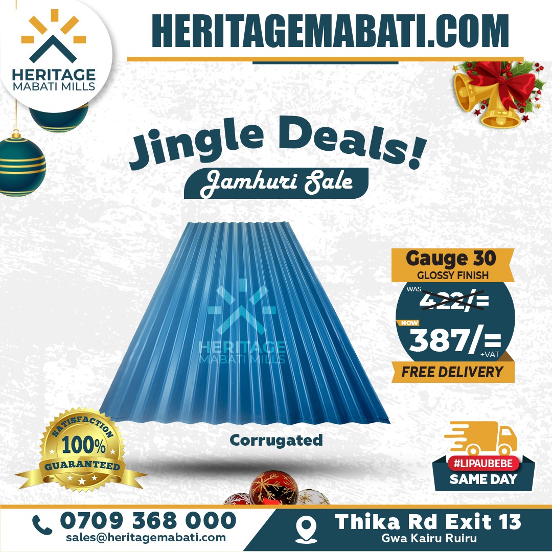 HeritageMabati_'s tweet image. 📷 December Deals zinaendelea fam! 📷
Madiscout kali kwa ma-profiles zote ikiwemo ile  ya Corrugated.
Pigia nambari 0709368000 ili uweke oda. Quality ni legit, bei ni soft sana. 📷
#HeritageMabati #DecemberOffers #LipaUbebe #roofniheritage #fypageシ=