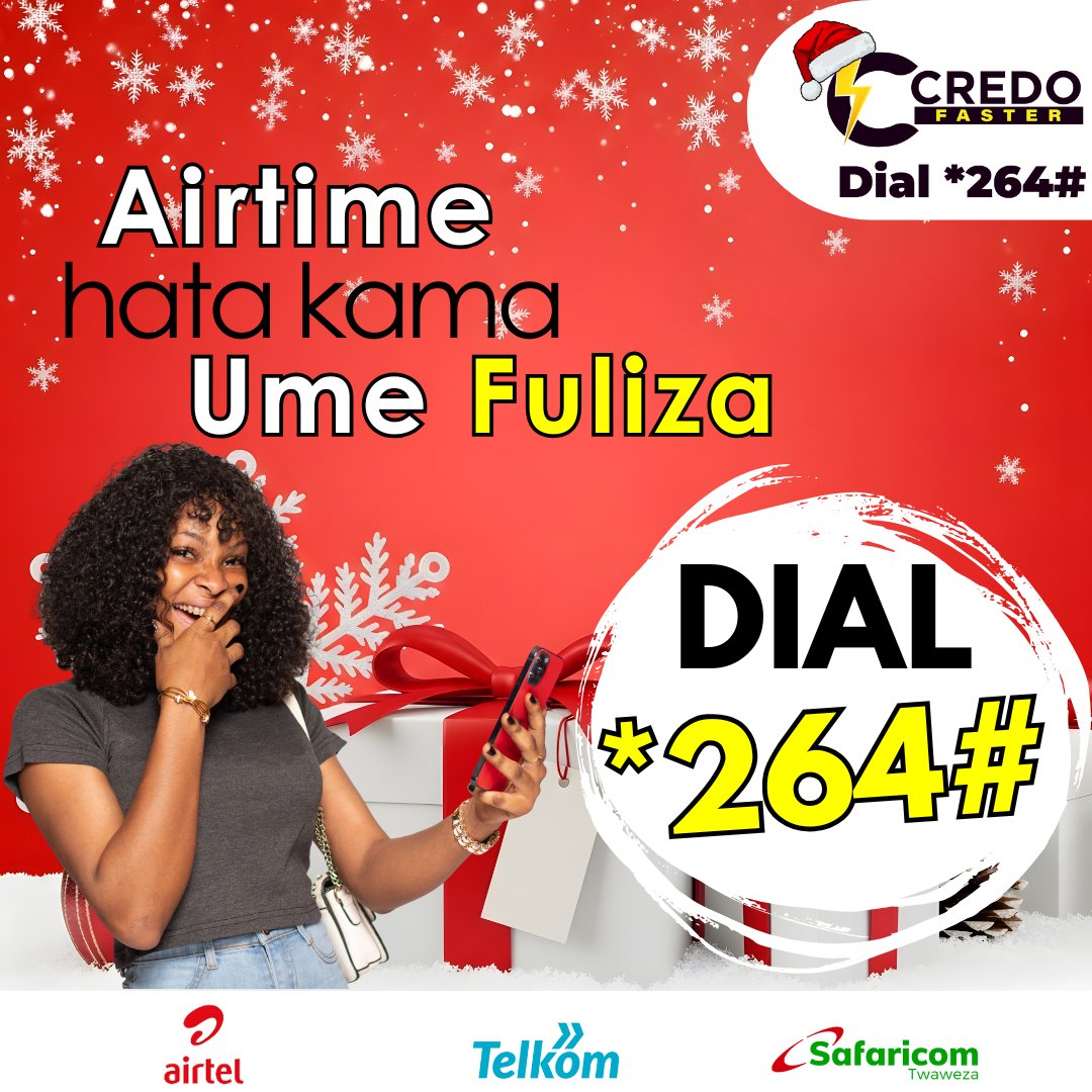 We are knee deep in the #christmasmood🎄🎅🎁

Usiachwe kwa mipango this festive season! Dial *264# to buy airtime even if you have Fuliza!

#star264hash #credofaster #christmasoffers ##happymonday