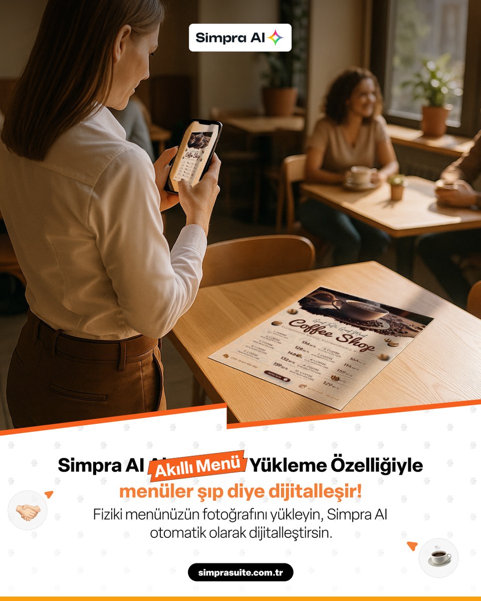 Ürün, fiyat ve açıklamaları POS sistemine tek tek girmekle uğraşmak yorucu değil mi? Artık bu zahmete son! Menünüzün fotoğrafını yükleyin, Simpra AI her şeyi saniyeler içinde otomatik olarak POS’a aktarsın.

İşletmenize hız katmak için Simpra AI her zaman yanınızda!