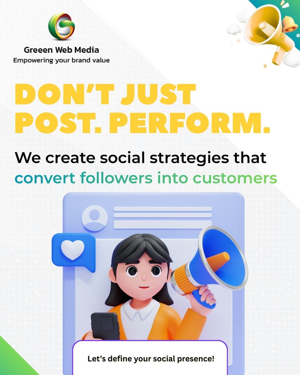 greenwebindia's tweet photo. Don’t just show up online — stand out &amp; convert.
We turn likes, shares, and followers into real business growth with smart social strategies.

Ready to make your social media perform?
👉 DM us now to define your social presence.

#socialmediamarketing #GreenWebMedia https://t.co/6DH8psNdHr