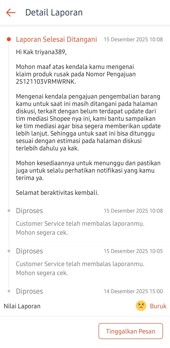 alphaithamm's tweet photo. Sistem pengembalian barang dan CSnya sampah. Tiada maaf. Cukup beri *1 saja di playstore. Kecuali anda return 10x lipat dari harga barang atas waktu dan uang yang saya beri. 3x gagal pick up, ngadu ke CS dan yg kayak begini dibilang selesai? Let's laugh louder with @ShopeeID https://t.co/mWKu8NJyZM