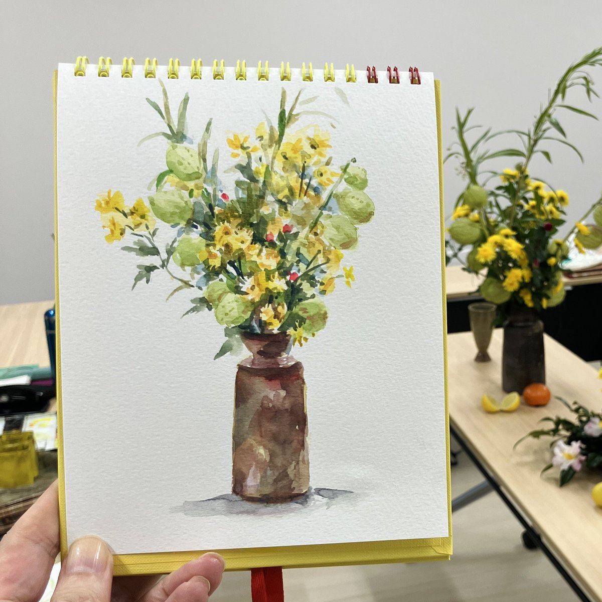 水彩スケッチ 「フウセントウワタ・キク」 #水彩画 #透明水彩 #watercolor