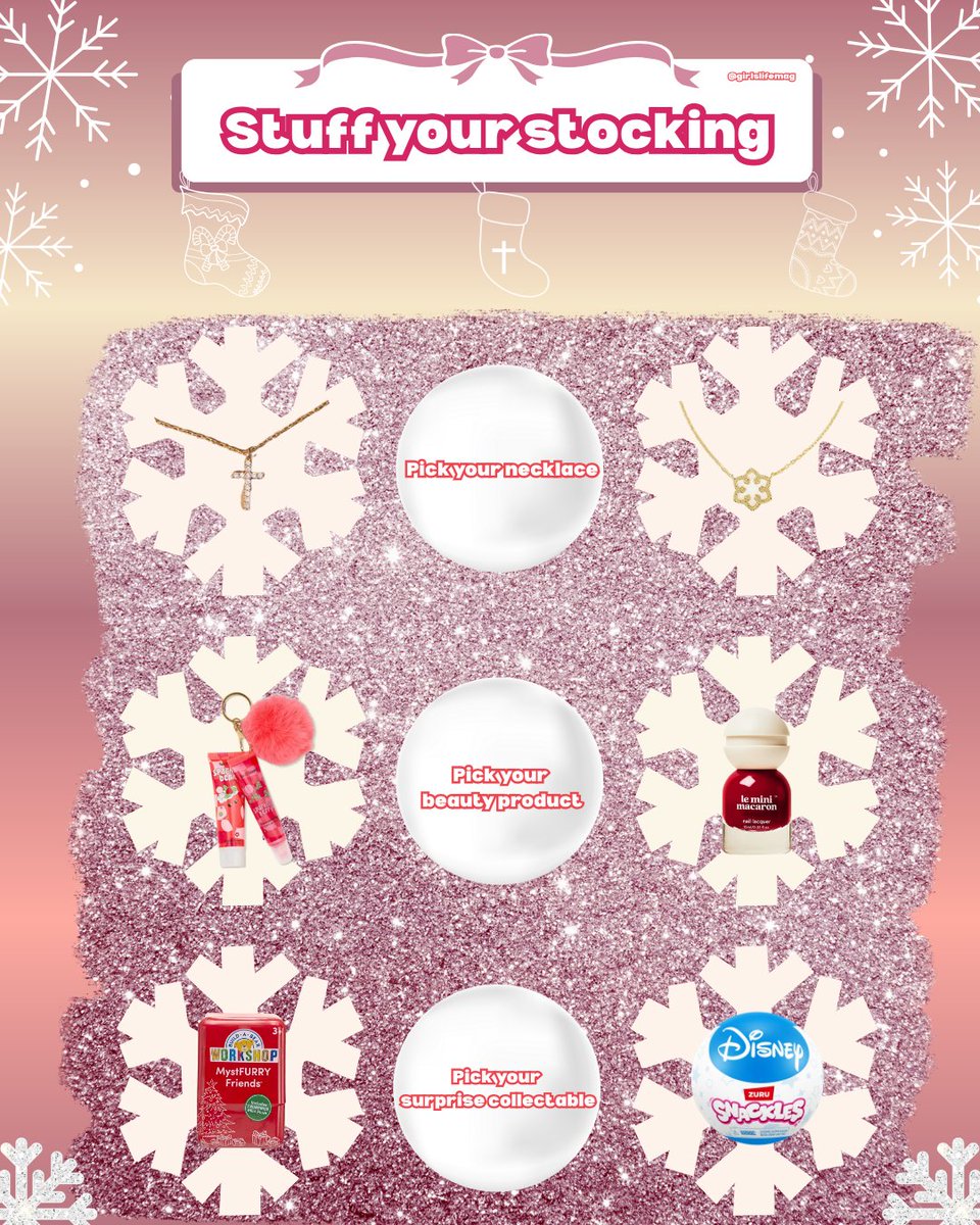 girlslifemag's tweet image. What’s one thing you’d like in your stocking? 💖🎁❄️

#stockingstuffers #stockingstuffersideas #pickyourgift #mistletoejustinbieber