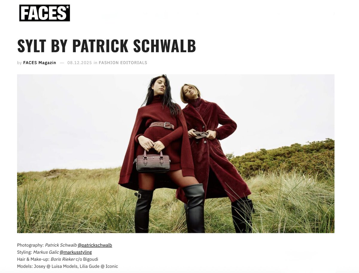 MarkusGalic's tweet photo. Fashion Editorial Story for FACES Magazin
photographer: Patrick Schwalb 
Styling: Markus Galic
 Models: Josey @ Luisa Models  / Lilia Gude @ Iconic
Hair &amp; Makeup: Boris Rieker c/o Bigoudi

#magazin #editorial #fashion #fashionstyle #mode #photo #photography #styling https://t.co/gP7oEL0DGb