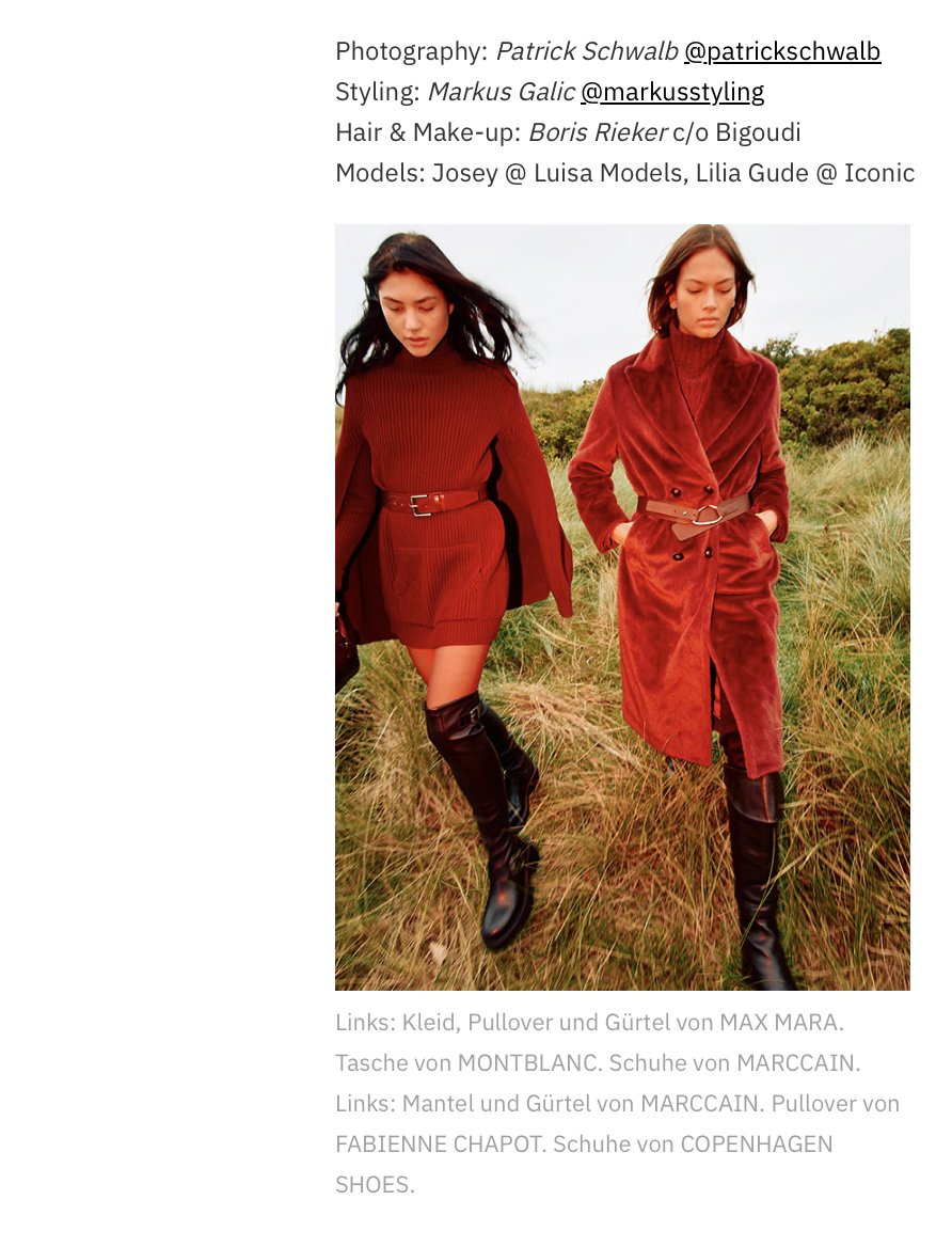 MarkusGalic's tweet photo. Fashion Editorial Story for FACES Magazin
photographer: Patrick Schwalb 
Styling: Markus Galic
 Models: Josey @ Luisa Models  / Lilia Gude @ Iconic
Hair &amp; Makeup: Boris Rieker c/o Bigoudi

#magazin #editorial #fashion #fashionstyle #mode #photo #photography #styling https://t.co/gP7oEL0DGb