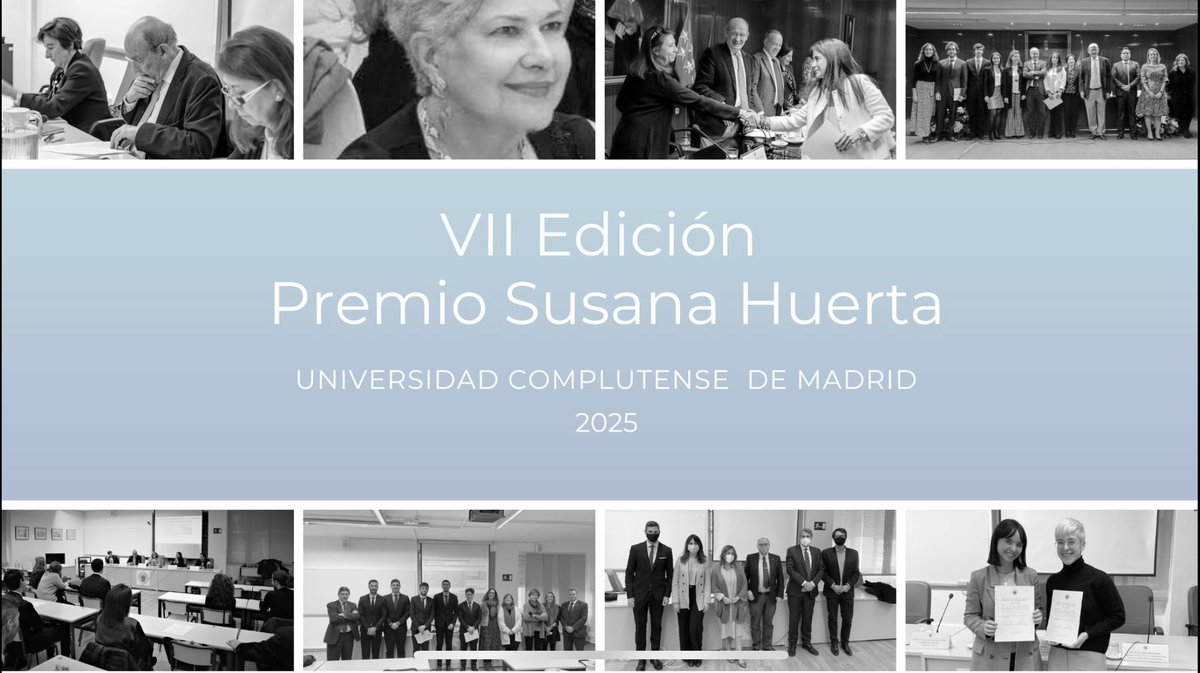 🟢 Este viernes 19 de diciembre concluye el plazo de envío de trabajos a la VII Edición del Premio Susana Huerta de Derecho Penal.

Dirigido a estudiantes de máster y de doctorado.

Puedes consultar las bases en ucm.es/premiosusanahu…