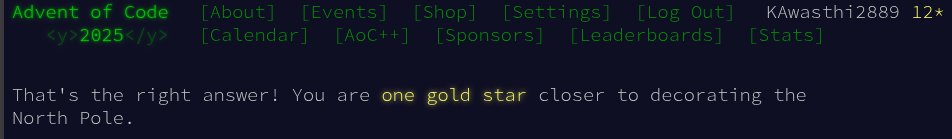 KAwasthi2889's tweet image. I just completed &quot;Trash Compactor&quot; - Day 6 - Advent of Code 2025 adventofcode.com/2025/day/6

This puzzle was a mental marathon. I spent a good chunk of my time thinking about the logic for the 2nd part, and then it clicked.

Amazing problem...
#AdventOfCode