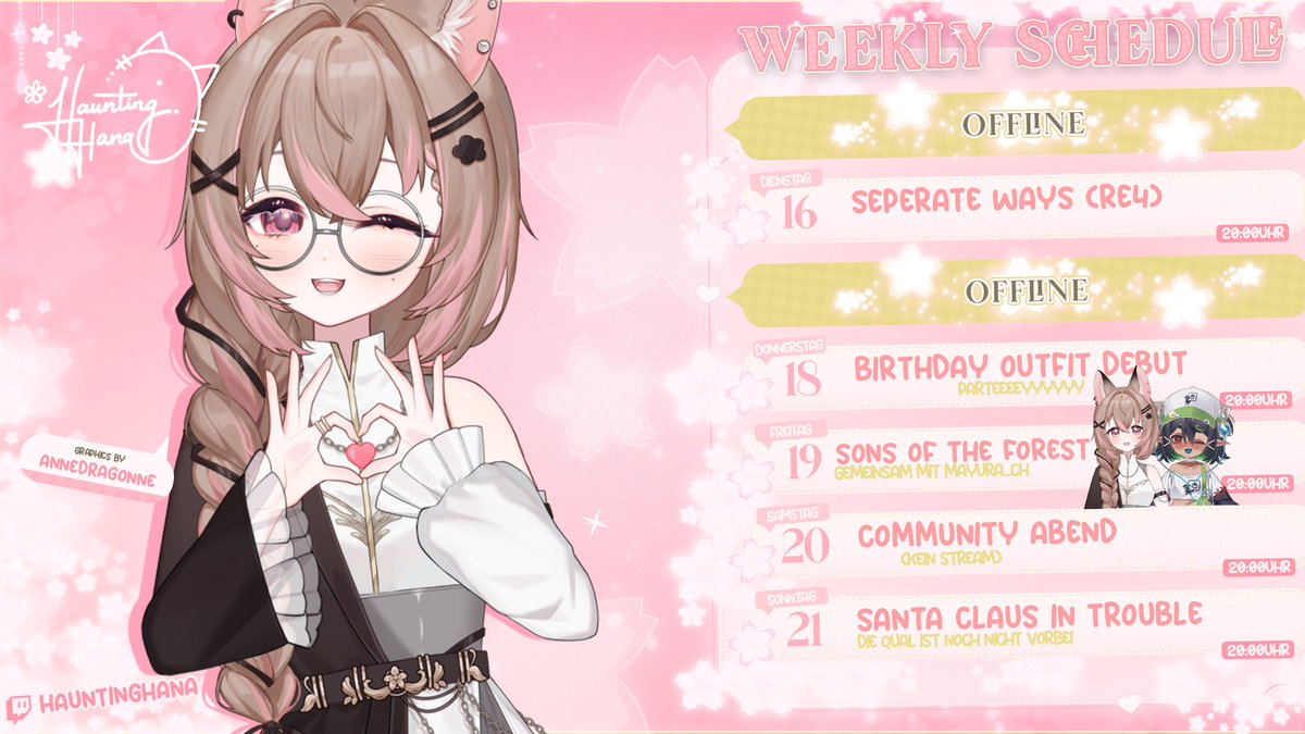 HauntingHana's tweet image. Neue Woche, neuer Streamplan ✨
Ich wünsche euch allen einen wundervollen Start in die Woche ♡
Hoffentlich sehen wir uns morgen 🥺
Morgen letzter Streamtag vor meinen Birthday…
nyaaa~