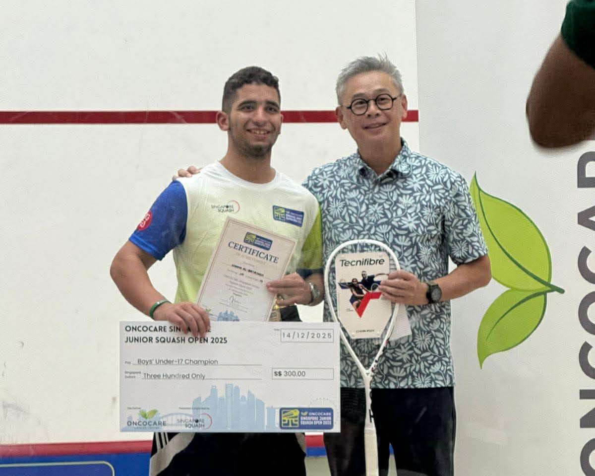 البطاينة يظفر بالميدالية الذهبية في بطولة سنغافورة للسكواش تحت سن 17 #بترا 