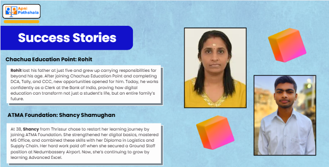 apnipathshalain's tweet image. From Rohit, who built a stable career after early hardships, to Shancy, who restarted her learning journey at 38 and secured a job at airport, 

These stories show what consistent digital learning can unlock. 

Visit: apnipathshala.org

#DigitalLearning #StudentSkills