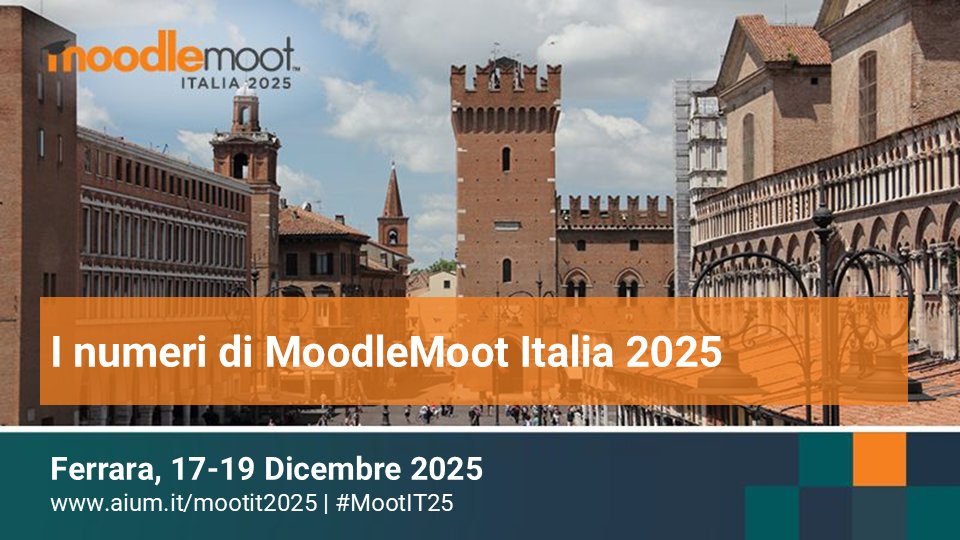 Ricchissimo il programma di #MootIT25 (Ferrara, 17-19 dicembre 2025): 54 contributi, 12 sessioni, 5 laboratori, 2 plenarie con le ospiti di <a href="/moodle/">Moodle | Online learning, delivered your way.</a> HQ, 2 panel con esperti. Inoltre, eventi sociali e tanto tanto networking.

Non mancate! 🎓

eventi.aium.it/event/8/timeta…
