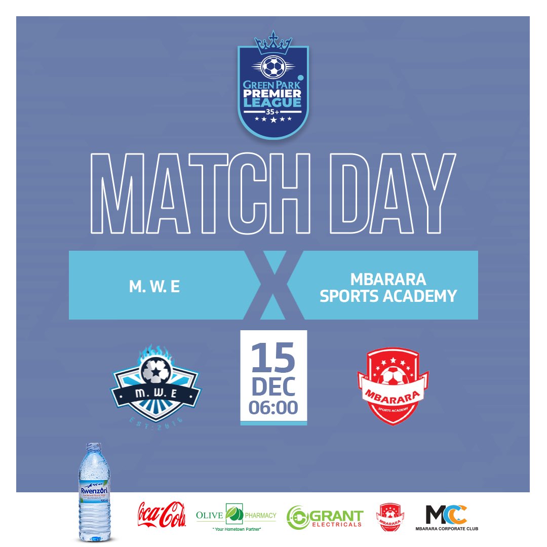 🔵𝗠𝗔𝗧𝗖𝗛𝗗𝗔𝗬!🔵

 M.W.E 🆚 Mbarara Sports Academy

🏟️ Green Park Stadium
🏆 Premier league 
⏰ 6:00pm (EAT)

Don’t Miss Action ⚽️💙💙
#GreenParkPremierLeague 35+