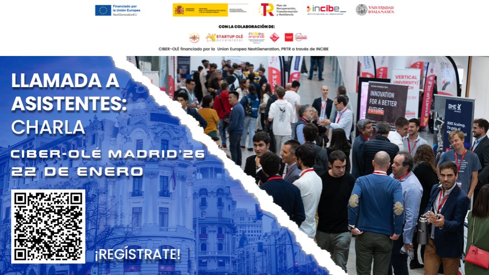 Únete GRATIS a nuestras charlas y talleres del programa de actividades especializadas en impulsar iniciativas emprendedoras en ciberseguridad. 🛡️💡

📅¡Te esperamos en la sede de Digitaliza Madrid el 22 de enero! 👥 Regístrate aquí 👉 acortar.link/xmew83