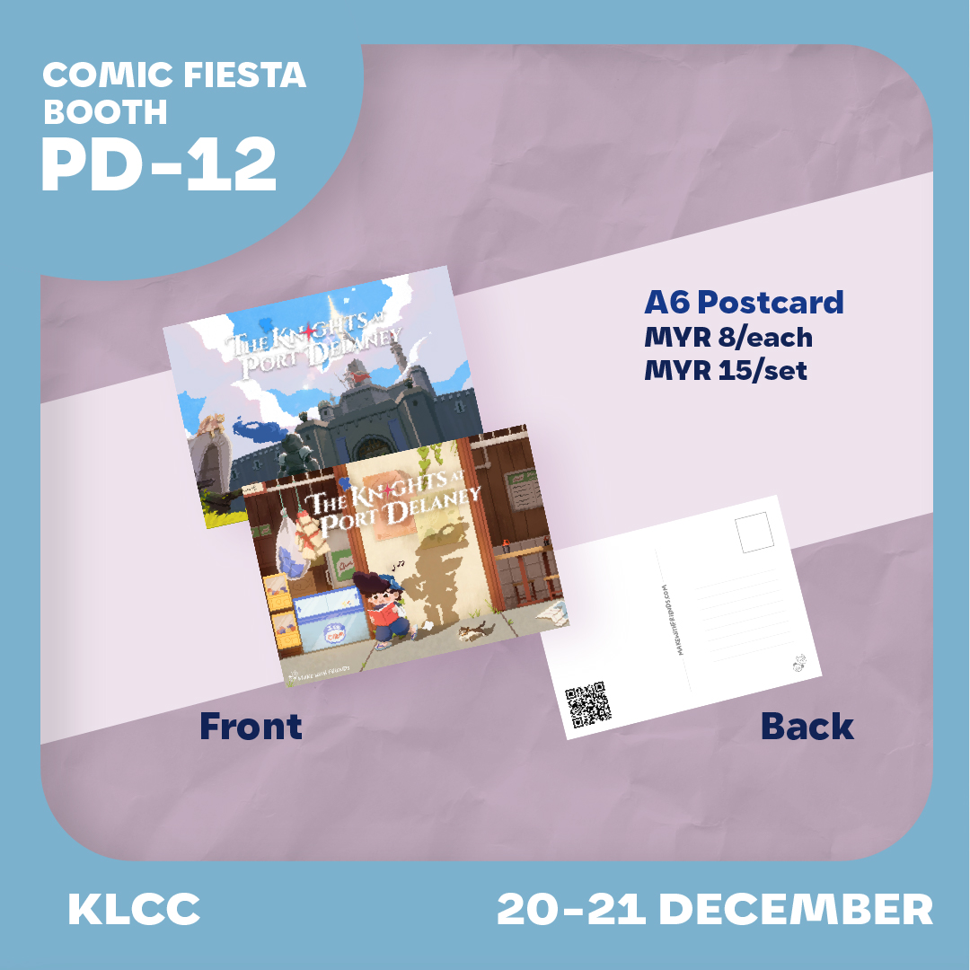 mwf_studio's tweet photo. [RT APPRECIATED] 
(1/2)

Along with a build of "THE KNIGHTS AT PORT DELANEY" - #mwfstudio is going to #comicfiesta this weekend!

Check out our merch and give our game preview a try! 🗣️🗣️
#indiegame #gamedev #comicfiestacatalogue #cf2025 https://t.co/XKSWT6z6p4