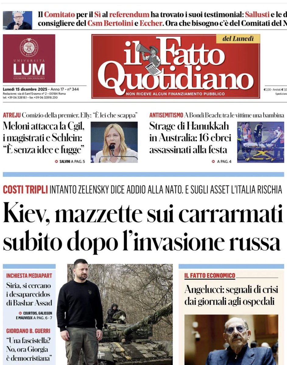 Se nel 1942 un giornale in Europa avesse titolato:
"Corruzione sulle forniture degli Spitfire alla RAF. Londra cessi la guerra con la Germania" sarebbe stato chiaramente un giornale collaborazionista con la Germania.
Ecco, appunto.

Notare come la strage di 16 persone in