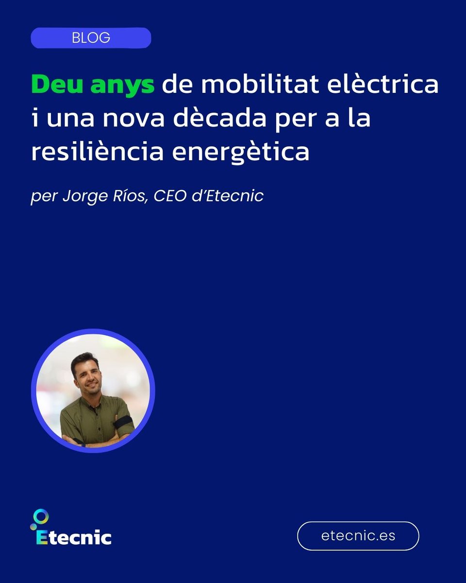 etecnic's tweet photo. 🔋 10 años de movilidad eléctrica y una nueva década por delante.

De infraestructuras a inteligencia.
De recarga a ecosistemas energéticos.
Jorge Ríos, CEO de Etecnic, analiza el presente y el futuro del sector.
👉https://t.co/RPBuLMf5qy https://t.co/1oKBjnFjex