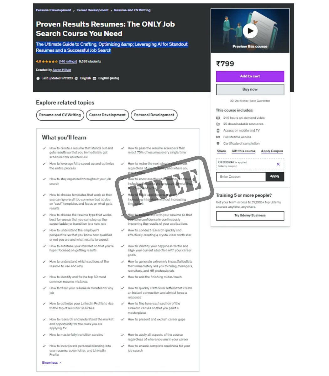 codewithimanshu's tweet image. Proven Results Resumes: The ONLY Job Search Course You Need

Get This Complete Premium Course For Free 🤩

The Ultimate Guide to Crafting, Optimizing &amp;amp;amp;
Leveraging AI for Standout Resumes and a Successful Job Search

To receive this-

1. Reply with "cv"
2. Like &amp;amp; retweet this…