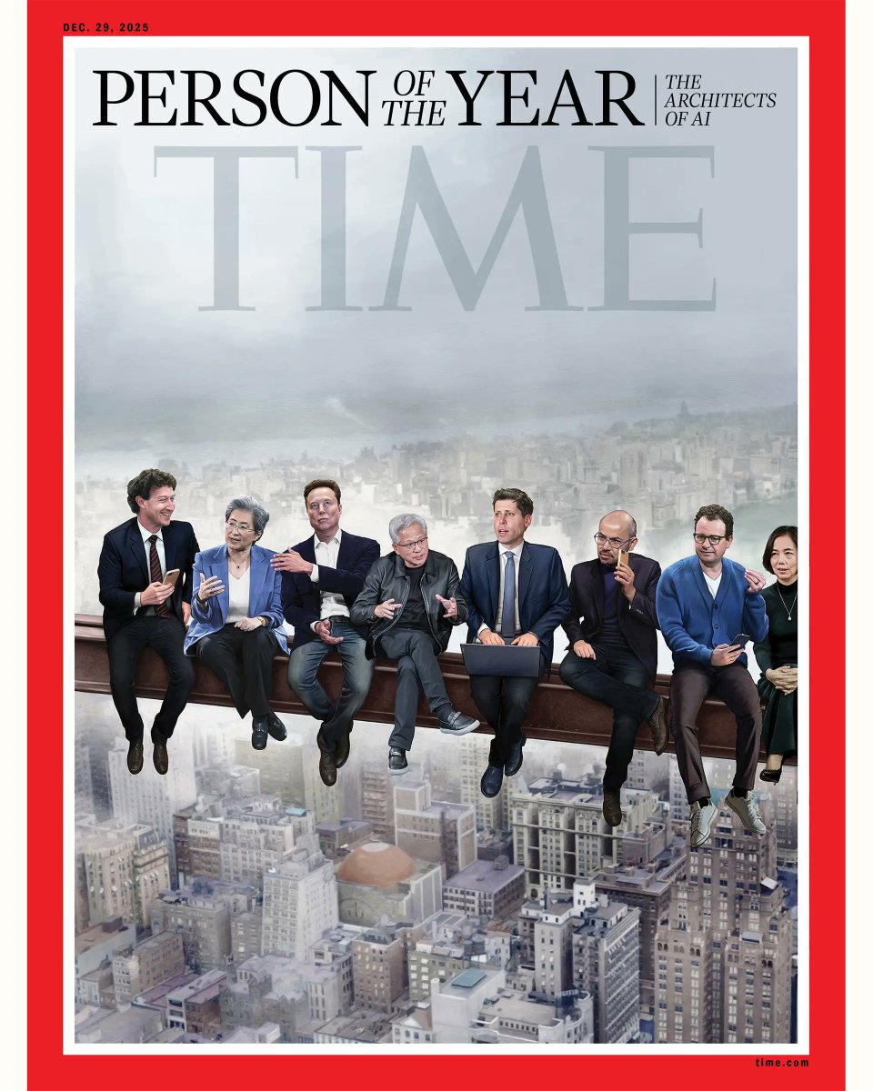 senerelfelf's tweet photo. Time dergisi, 2025 yılı kapağı için 'yılın kişisi' değil, 'yılın kişilerini' seçmiş.
Karşınızda,Yapay Zekanın Mimarları
İlham kaynağı da, asıl adı " Şehrin İnşaatçıları Öğle Yemeğinin Tadını Çıkarıyor" olan "Gökdelenin Tepesinde Öğle Yemeği''
(Builders of The City Enjoy Luncheon) https://t.co/j8QNGDrQTk