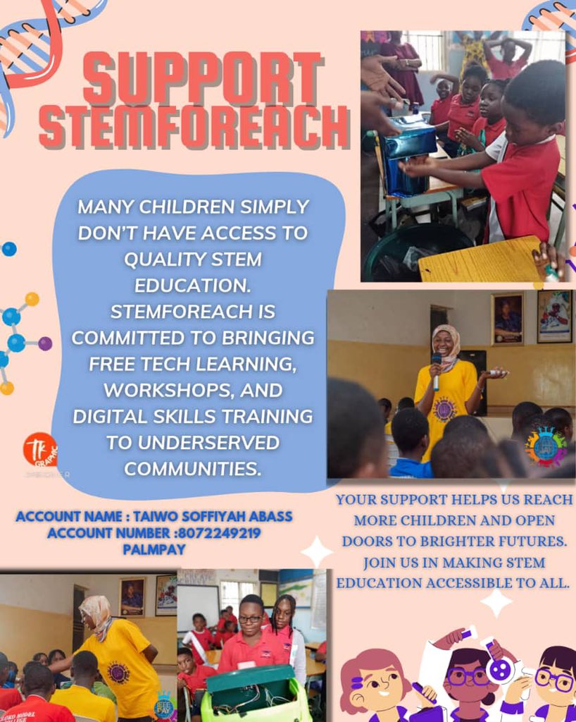stemforeach's tweet photo. Support STEMForEach 💜

Many children lack access to quality STEM education. At STEMForEach, we’re changing that by providing free tech learning, workshops, and digital skills training to underserved communities.

Your donation helps us reach more children https://t.co/Xfzs5plKvS