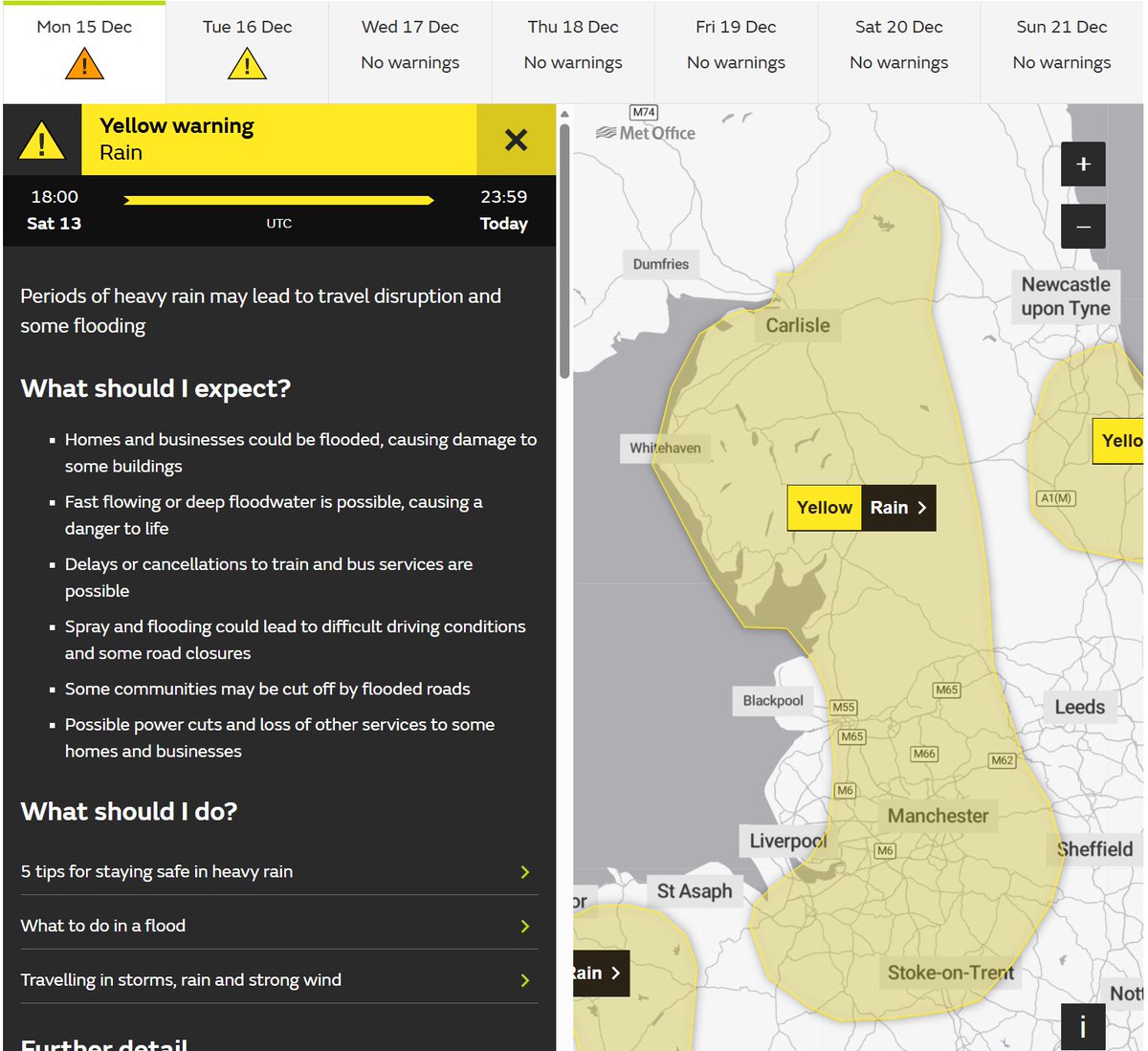 ⚠️The Met Office yellow weather warning for rain is in place across the north west today. 
🌧️This past weekend has been a wet weekend for many, with areas in Cumbria especially receiving significant rainfall.

📱 Sign up to receive Environment Agency flood alerts and warnings 🔗