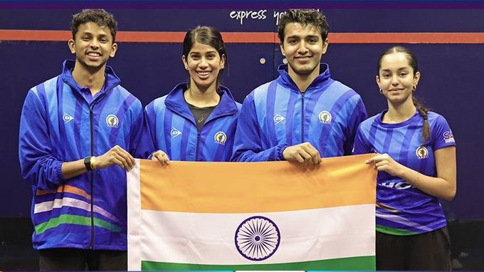 patilvishalvp's tweet image. What a proud achievement for India! 🇮🇳 

The Indian Squash Team creates history by lifting the SDAT Squash World Cup 2025, achieving this remarkable feat for the first time ever. Salute to Joshna Chinappa, Abhay Singh, Velavan Senthilkumar and Anahat Singh for their relentless…