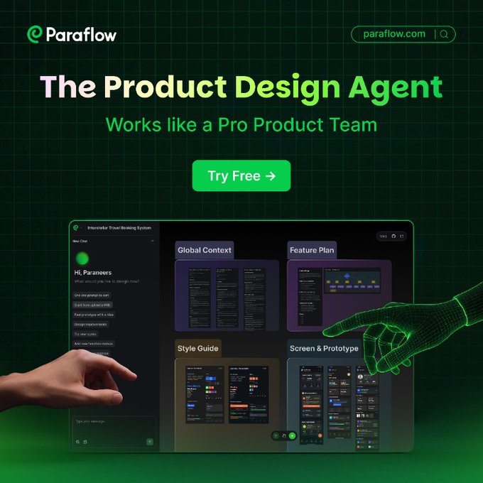 AcGuzman11's tweet photo. Paraflow = PM logic × Designer taste → dev-ready code

Try Free Now ⚡ https://t.co/WDkiSIF3A9