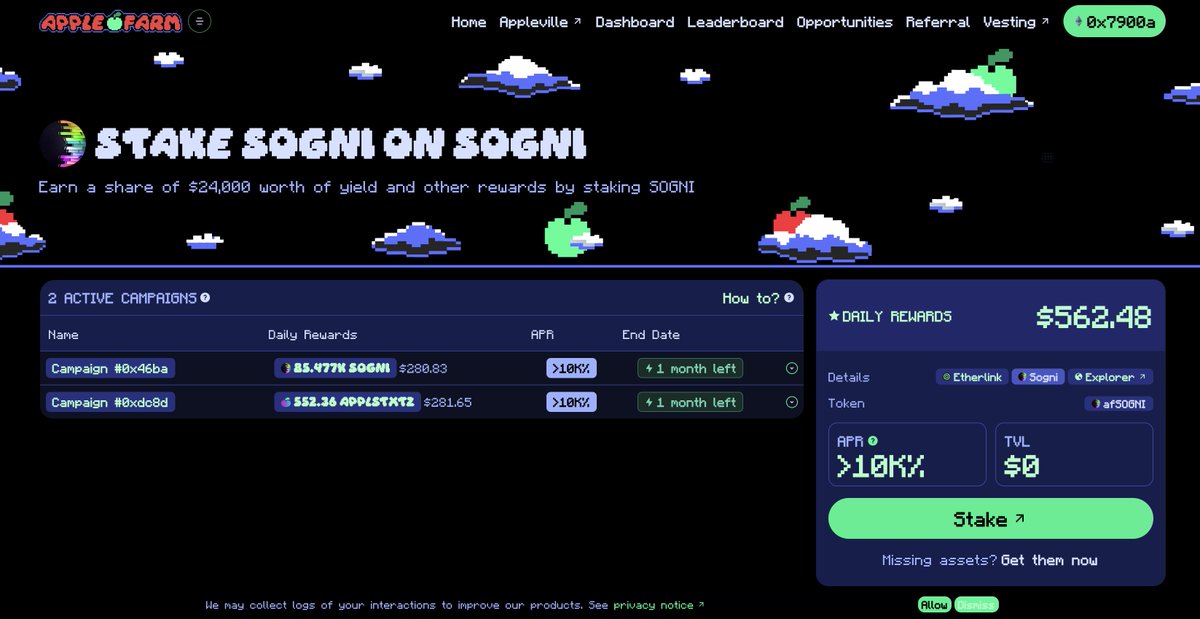 We are ready to start season 5 of the @Sogni_protocol staking competition, exclusive on @Etherlink