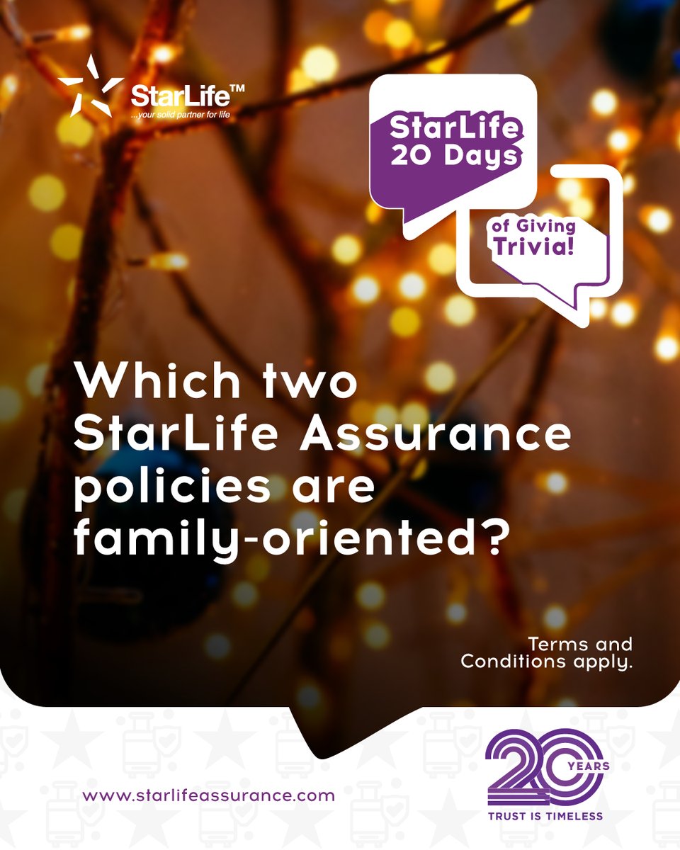 Starlifegh's tweet photo. We’re on Day 12 of our 20 Days of Giving!

Answer correctly, tag 5 friends to follow @Starlifegh &amp; comment “Done”.

Remember, you must have an active policy to qualify.

Days 11-15, winners will be selected from LinkedIn.

#20DaysOfGiving #TrustIsTimeless https://t.co/w0HOxzcNzI