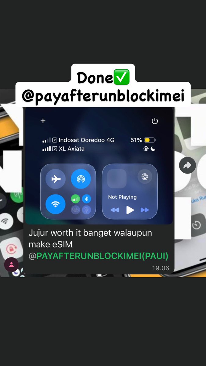 UnblockimeiPAUI's tweet photo. buat user iphone yang ngalamin sinyal hilang atau Tidak ada layanan, bisa langsung dm mimin buat munculin sinyalnya lagi, dijamin satset secepet kilat✨✌️
wa miminh https://t.co/TWy2M2n4D4
https://t.co/GwLW2LQ3zy
#zonajajan #zonauangᅠ https://t.co/tK8fHBOLOr