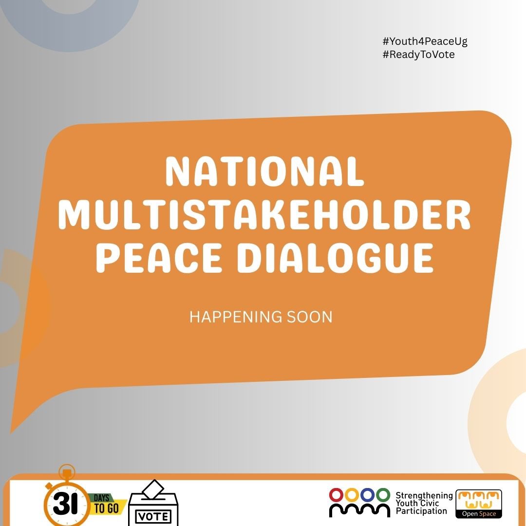 OpenSpaceUganda's tweet photo. 📌Happening Soon📌

For months, we’ve been on the ground hosting workshops and street activations with young people championing their role in leading peaceful, responsible participation in the forthcoming elections.

This week, we take it national with a National Stakeholder Peace Dialogue. 

Stay tuned for big conversations,& real commitments. 
#Youth4PeaceUg 
#PeaceDialogue